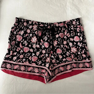 LOFT Beachy Boho Pink Floral Elastic Waist Pull On Summer Shorts